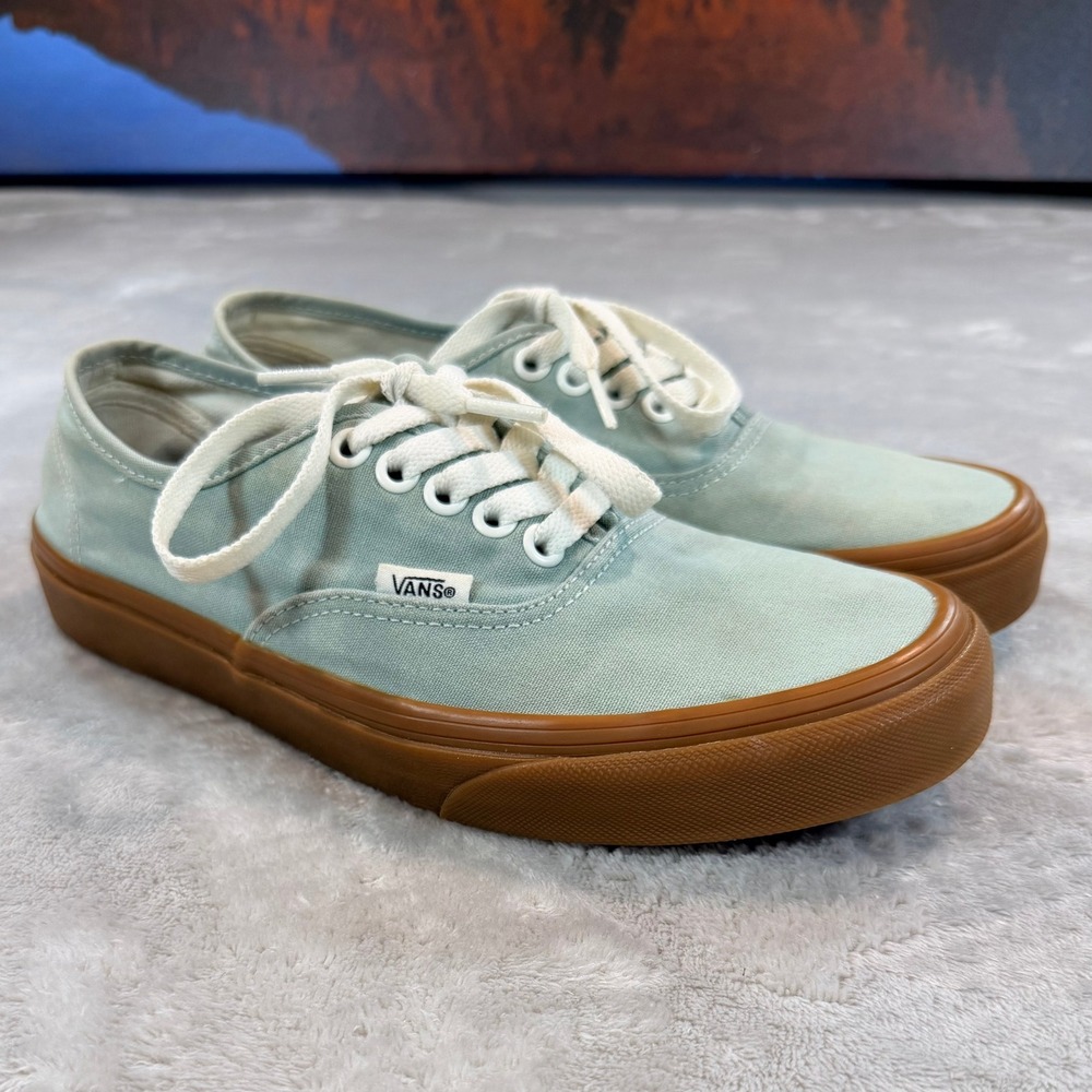 Vans Mens Authentic Canvas Gum Sole Sneakers Light‎ Mint Green Size M 7 W 8.5
